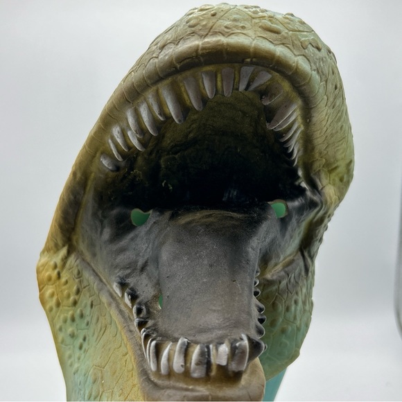 Vtg Green T-Rex Jurassic Dinosaur Halloween Mask Prehistoric Costume Cosplay - Picture 7 of 10